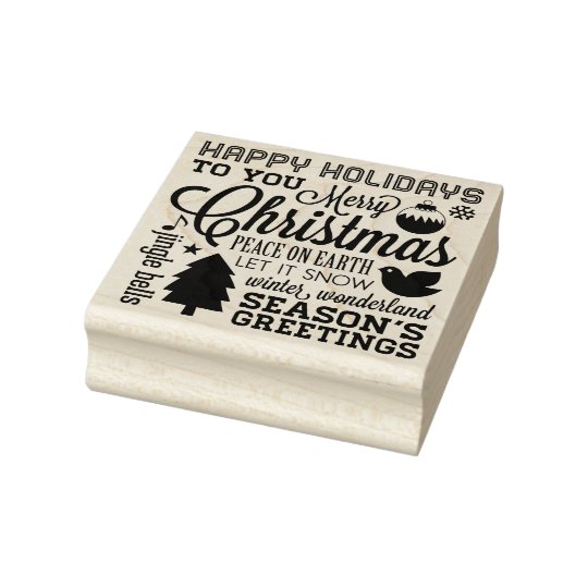 Christmas Holiday Sentiments Rubber Art Stamp