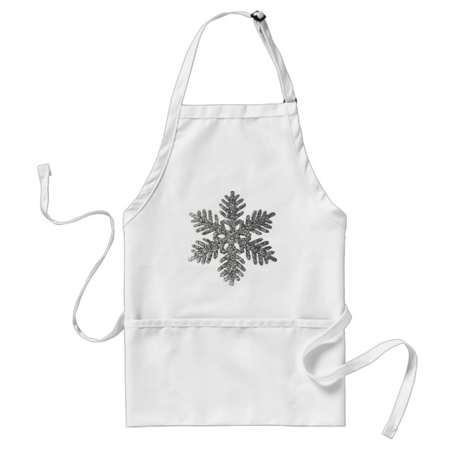 Christmas Holiday Silver Snowflake Star Design Standard Apron (Front)