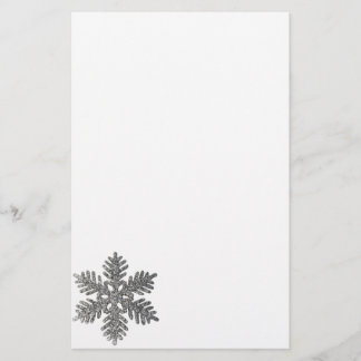 Christmas Holiday Silver Snowflake Star Design Stationery