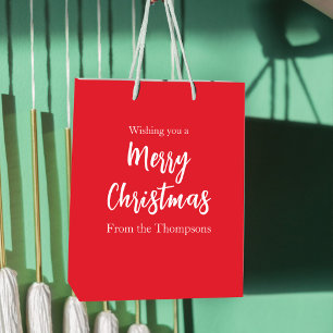 Christmas Holiday Simple Red Minimalist Cute Medium Gift Bag