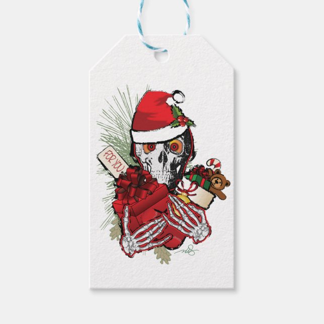 Christmas Holiday Skull Gift Tags (Front)