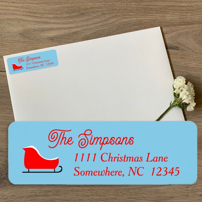 Christmas Holiday Sleigh Return Address Label (Creator Uploaded)