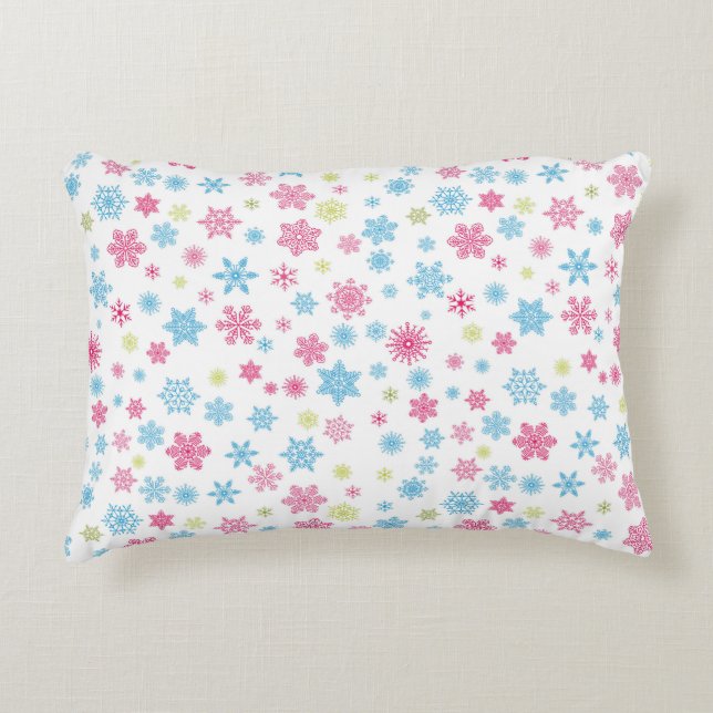Christmas Holiday Snowflake Pattern Accent Pillow (Front)