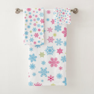 Christmas Holiday Snowflake Pattern Bath Towel Set