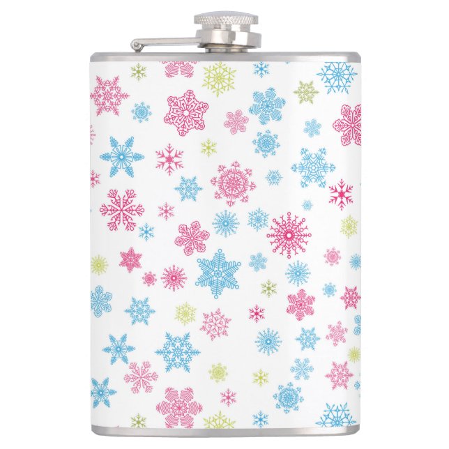 Christmas Holiday Snowflake Pattern Hip Flask (Front)