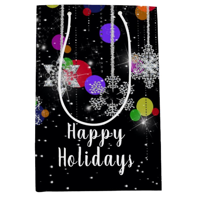 Christmas Holiday Snowflakes Medium Gift Bag (Front)