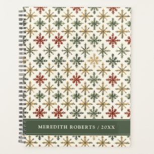 Christmas Holiday Snowflakes Pattern Personalized Planner