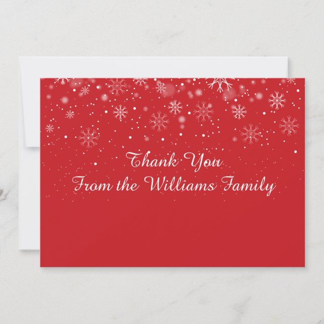 Christmas Holiday Snowflakes Script Thank You card (Front)