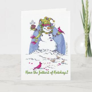 Christmas holiday snowman greeting card