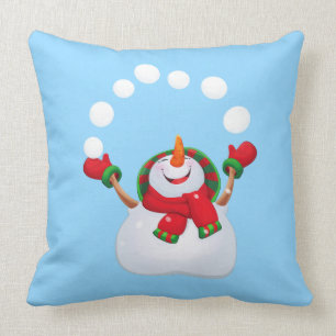 Christmas Holiday Snowman Pillow
