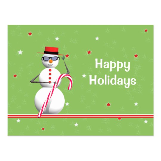 Christmas Holiday Snowman Postcard