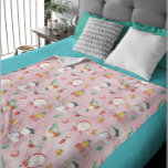 Christmas Holiday Snowman Watercolor Pink  Fleece Blanket<br><div class="desc">This design may be personalized by choosing the Edit Design option. You may also transfer onto other items. Contact me at colorflowcreations@gmail.com or use the chat option at the top of the page if you wish to have this design on another product or need assistance with this design. See more...</div>