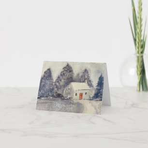 Christmas Holiday Snowy Cottage Card