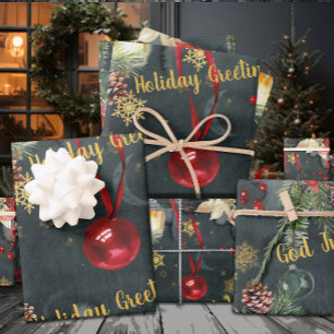 Christmas Holiday Splendour Edit The Greeting Wrapping Paper Sheet