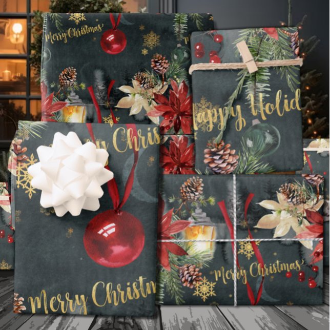 Christmas Holiday Splendour Glossy Wrapping Paper Sheet (Creator Uploaded)