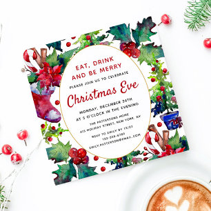 Christmas Holiday Stocking   Christmas Eve Dinner Invitation