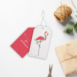 Christmas Holiday String Lights Colourful Flamingo Gift Tags