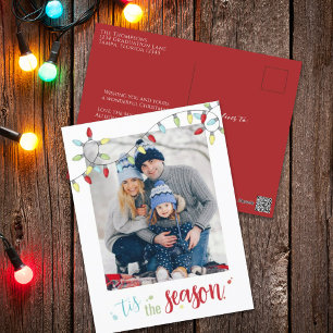 Christmas Holiday String Lights Tis the Season Fun Postcard