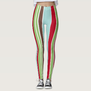 Christmas Holiday Stripes, Vintage-Inspired Colour Leggings
