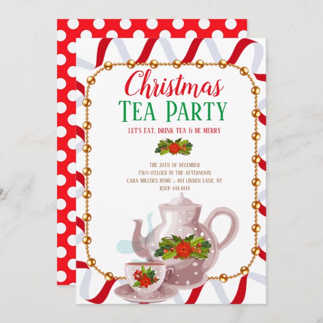 Christmas Holiday Tea Party Invitation (Front/Back)