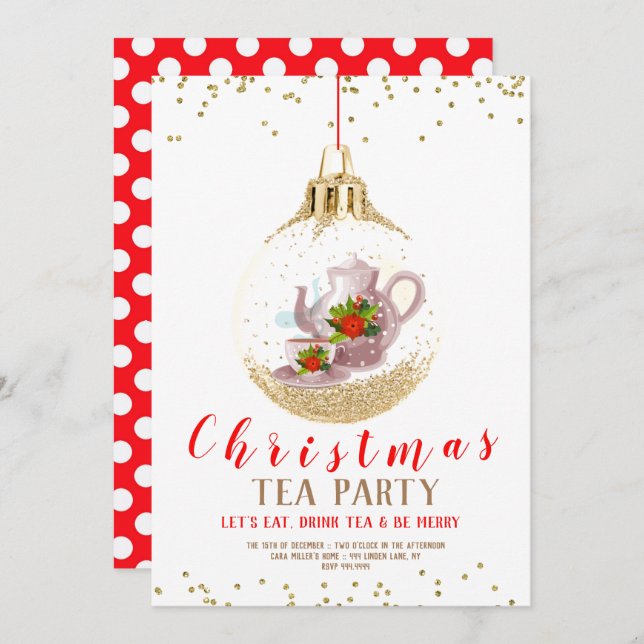 Christmas Holiday Tea Party Invitation (Front/Back)