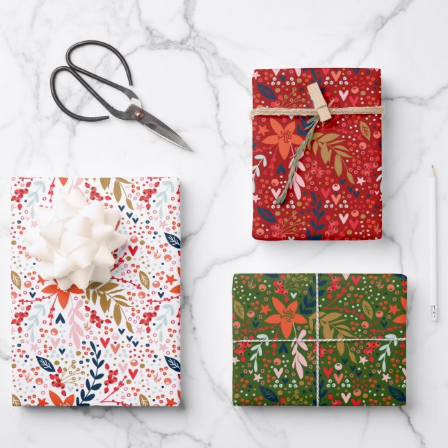 Christmas Holiday Theme Wrapping Paper Sheet (Front)
