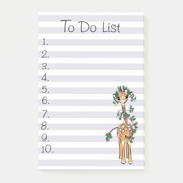 Christmas holiday To do list cute giraffe Post-it Notes (Front)