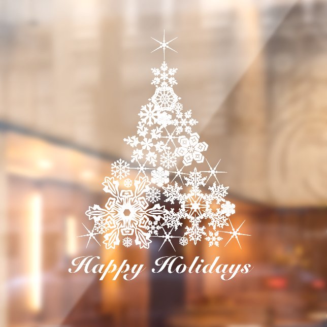 Christmas holiday tree white custom window cling (Sheet 2)