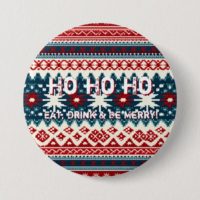 Christmas Holiday Ugly Sweater Party 3 Inch Round Button (Front)