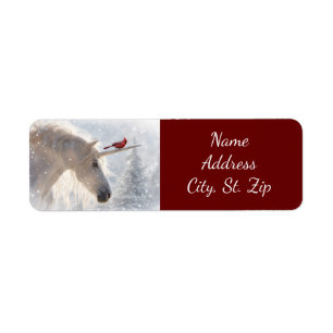 Christmas Holiday Unicorn Cardinal Return Address