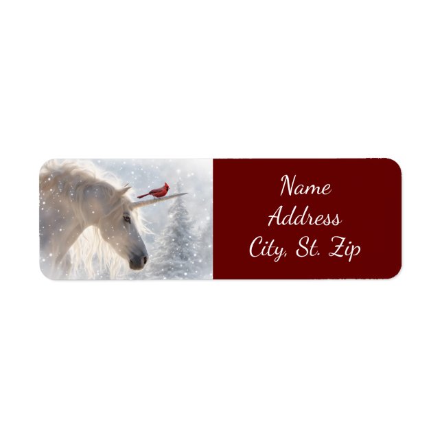 Christmas Holiday Unicorn Cardinal Return Address (Front)