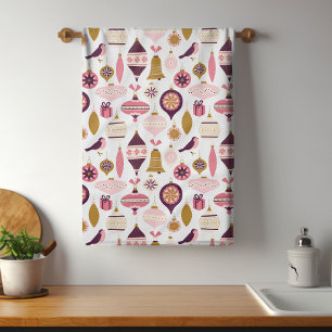 Christmas Holiday Vintage Retro Decorations Bauble Kitchen Towel