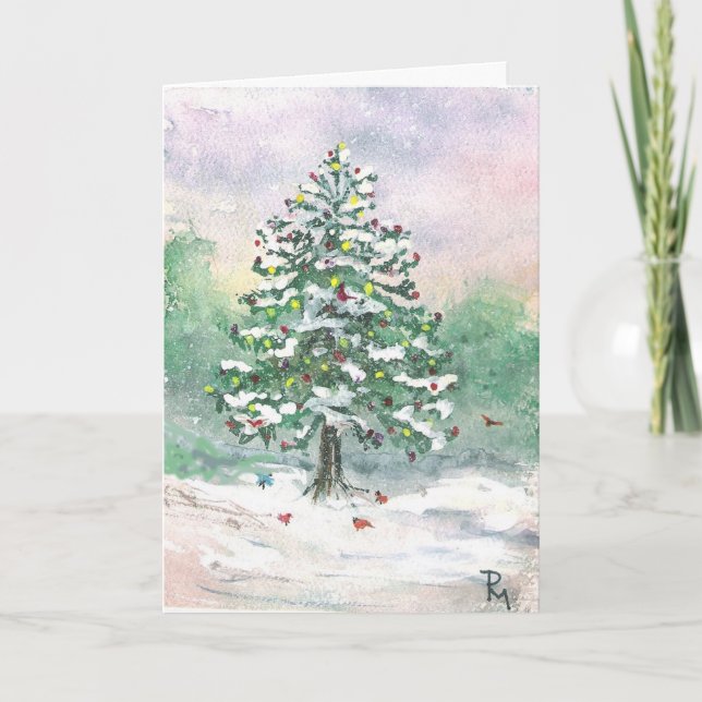 Christmas Holiday Watercolor Card (Front)
