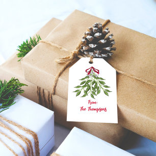Christmas Holiday Watercolor Merry Mistletoe Cute  Gift Tags