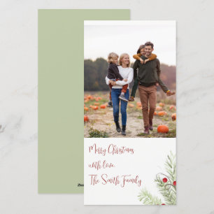 Christmas Holiday Watercolor Pine Red Berries Card