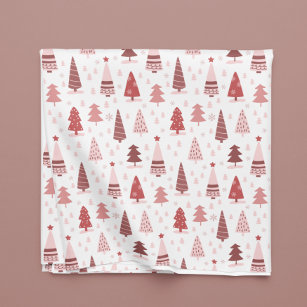 Christmas Holiday Watercolor Pink  Rose gold Tree  Tablecloth