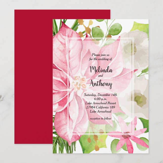 Christmas Holiday Wedding Floral Invitation (Front/Back)