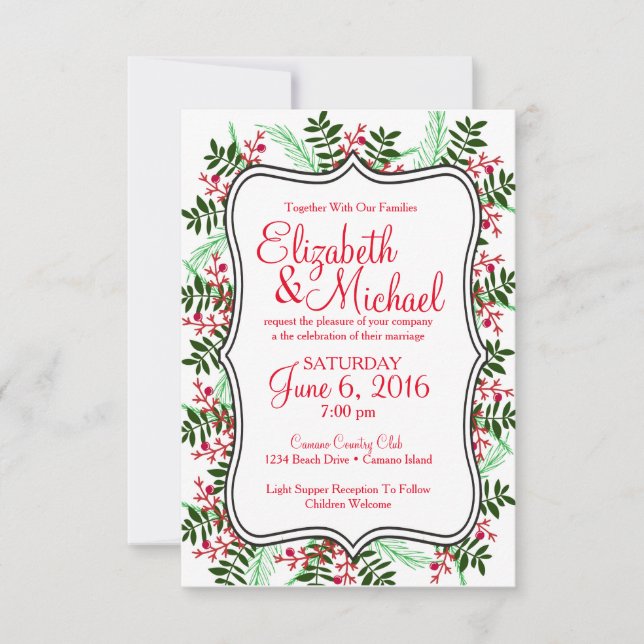 Christmas, Holiday Wedding Invitation (Front)