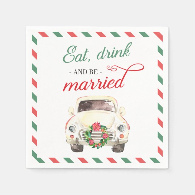 Christmas Holiday Wedding Party Cocktail Table Napkin (Front)