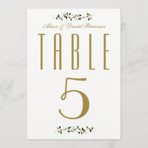 Christmas Holiday Wedding Reception Table Number