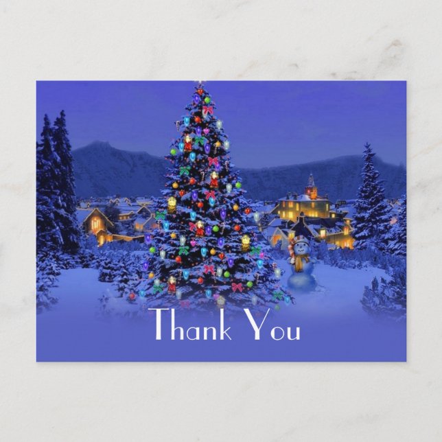 Christmas holiday wedding thank you postcard. postcard (Front)
