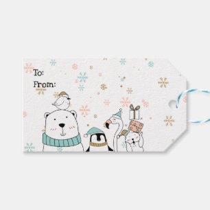 Christmas Holiday Winter Doodle Animals Gift Tags