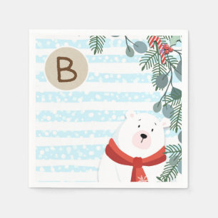 Christmas Holiday Winter Polar Bear Baby Shower Napkin