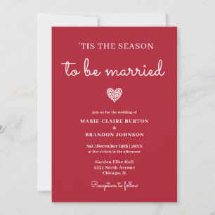 Christmas Holiday Winter Red Flat Wedding Invitation