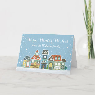 Christmas Holiday Winter Snow Village Homes Card