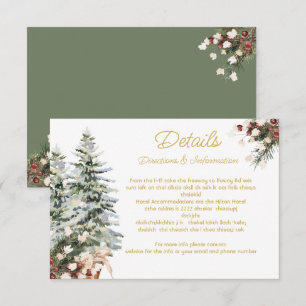 Christmas Holiday Winter Wedding Details Info Card