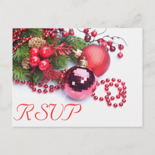 Christmas Holiday Winter Wedding RSVP Postcard