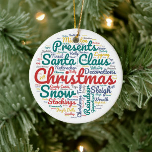 Christmas Holiday Word Cloud Christmas Ornament
