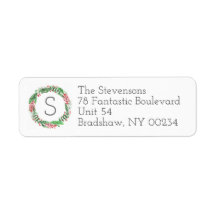 Christmas Holiday Wreath Monogram Family Cards