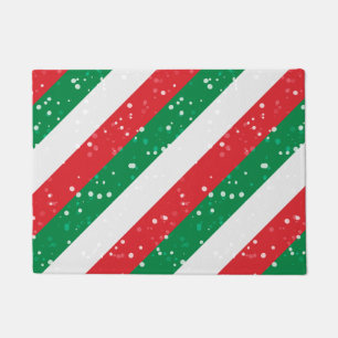 Christmas Holiday Xmas Festive Joy red white green Doormat